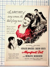 Ginger Rogers David Niven Magnificent Doll 1947 Movie Ad Vintage Ephemera picture