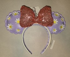 NEW 2026 Disney Parks Daisy Duck Flowers Bow Minnie Mouse Ear Headband Ears NWT picture