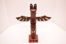 SIGNED Bill Kuhnley Inuit Totem Pole Northwest Coast Carved Wood 11.75” Vtg Bird picture