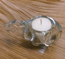 CRYSTAL CLEAR GLASS POLAR BEAR TEA LITE, VOTIVE CANDLEHOLDER/TRINKET DISH picture