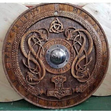 Norse Runic Ornaments shield Battle War Woden Shield hand carved Viking shield picture
