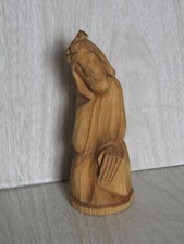 Pensive Christ Jesus Rupintojelis Lithuania Wood Carved Folk Art Figurine 5.25