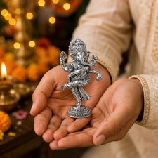 2 Inch Brass Dancing Ganesha Idol Statue Lord Ganesh Nataraja Hindu Home Temple picture