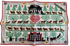 Dessin Depose by KREIER Pure Linen Place Mats Cow Folk Art NEW 1950 18x12 picture
