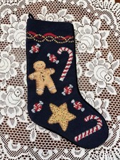 20x7.5 - I Have 50+ LANDS END Needlepoint Christmas Stocking- Ginger Bread picture