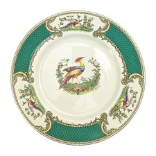 1930's Myott Chelsea Bird 9 in Green Plate Enameled Beads Barely Used Rare picture