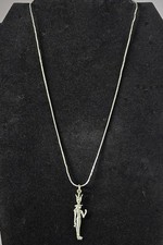 Vintage 1980s Isis Hathor Egyptian Goddess Pendant Necklace Silver Tone 18