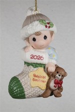 Precious Moments - BABY'S FIRST CHRISTMAS - 2026 Baby BOY Ornament - NIB 261006 picture