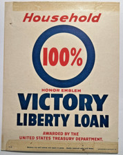 Genuine WW1 VICTORY LIBERTY LOAN Mini Poster Household 100% HONOR EMBLEM 2F picture