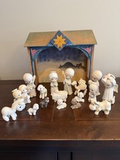 Precious Moments Come Let Us Adore Him 20 Piece Nativity Set With Stable Creche picture