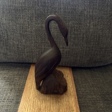 Vintage Wooden Hand Carved Crane picture