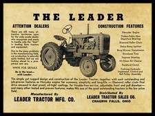 1946 Leader Tractor New Metal Sign: Parts & Specs List - Large Size picture