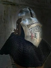 Medieval Bascinet Helmet Chainmail  Klappvisor Riveted 16 GA Steel picture
