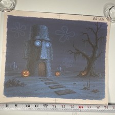 Spongebob Animation Cel Back￼ground Print Vintage Cartoons Art HALLOWEEN BG R picture