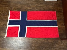 NORWIGIAN NORWAY FLAG vintage style made of 100% cotton 49x24  inches picture