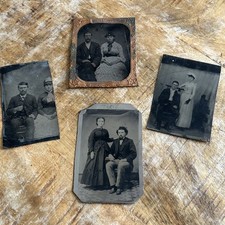 Antique Tintype Couple Victorian Men & Women Civil War Era Photo Photographs 4 picture
