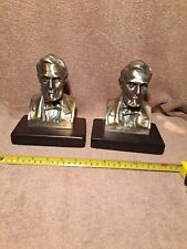 Vintage Cast Metal President Abraham Lincoln Bookends Wood base picture