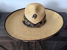 Detailed Vtg Mexican Charro Sombrero Straw Palma Embroidered Horse Western Hat picture