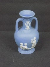 Vintage Wedgewood Blue Jasperware Vase Cherubs 5