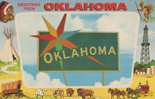 Greetings From Oklahoma State Vintage Chrome Post Card picture
