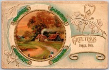 Greetings From Beggs Oklahoma OK, 1911 Countryside Houses, Vintage Postcard picture