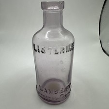 Vintage Amethyst Listerine Embossed Clear Glass Bottle Lambert Pharmacal Co picture