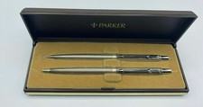 Parker Ambassodor Set Heavy Silver Plated Ballpoint Pen & 0.9 Pencil New In Box picture