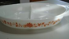 vintage orange flowers floral pyrex split casserole dish 1 1/2 quart picture