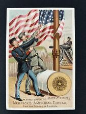 RARE Union & Confederate Soldier Civil War Merrick Thread Victorian Trade Card picture