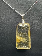 39x20x9mm Natural Golden Hair Rutilated Crystal Carving Pendant AAAAA picture