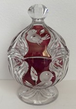 Hofbauer Byrdes Crystal Candy Dish Cranberry Accents Pedestal picture