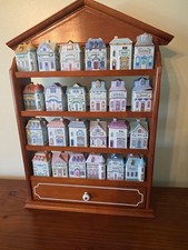 Lenox The Spice Village Fine Porcelain Collectible Spice Jars with Wooden Shelf picture