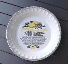 VTG 1982 Lemon Meringue Pie Recipe Dish Brown Scalloped Edge 11” Ceramic USA picture