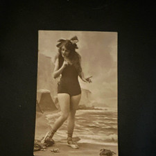 Rare 1920s French Bathing Beauty RPPC Risqué Swimsuit Crab P.C. Paris 1714 picture