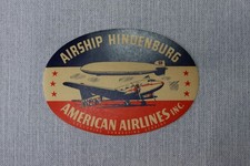 Airship Hindenburg American Airlines Baggage Luggage Label Decal Sticker 1937 picture