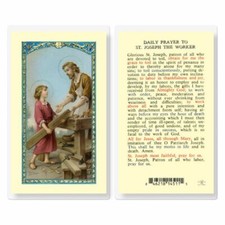 Daily Prayer to Saint Joseph the Worker - Laminated Holy Card E24-635 picture