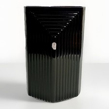 Pilgrim Art Deco Onyx Black Vase Stacked Sky Scraper Trapezoid W/Sticker 13x8” picture