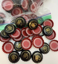 100 NEW BELGIUM BICYCLE BEER BOTTLE CAPS BLACK GOLD UNCRIMPED NEW PROJECT READY picture