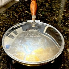 Vintage PM Italy Silver Plate Silent Butler Crumb Catcher Wood Handle picture