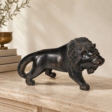 Vintage African Safari Hand Carved One Piece Ebony Wood Lion Mid 20th Century picture