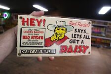 RARE RED RYDER DAISY 1000 SHOT AIR RIFLE DEALER PORCELAIN METAL TOPPER SIGN GUN picture