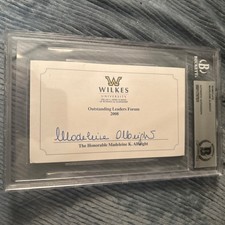 Madeleine Albright Signed 3x5 Nameplate Beckett Slabbed US Secretary of State picture