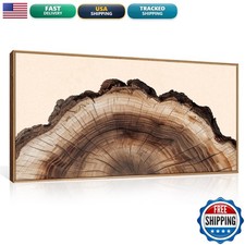 KAIRNE Vintage Wood Stump Tree Rings Framed Canvas Wall Art Set 40