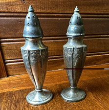 Vintage Poole Silver Co Astor Art Deco Silverplate Salt and Pepper Shakers Pair picture