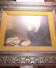 Vtg GRACE Old Man Praying Framed Print 17”x20” Eric Enstrom Blessing Wall Art Lg picture