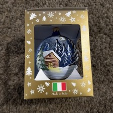 Impuls snow cabin Mouth Blown & Hand Painted Glass Christmas Ornament Italy  picture