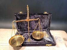 Antique Vintage Style Brass Balance Scales w Box  picture