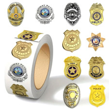 ⭐ BEST PICK ⭐ 500 LAW ENFORCEMENT POLICE OFFICER BADGE STICKERS PARTY FAVOR KIDS picture