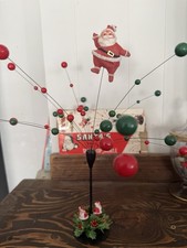 Vintage MCM Atomic Age Santa’s Bouncing Tabletop Mobile Tested Working w/ Box picture