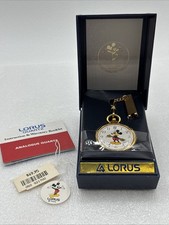 NIB Vintage Lorus Mickey Mouse Pocket Watch RB2202 Mickey Watch 1990's picture